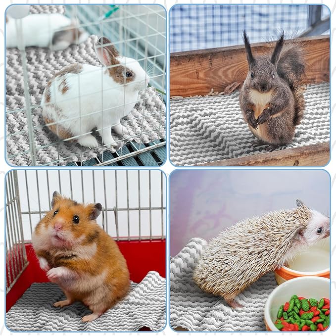 Hahafelt 5 Pcs Waterproof Guinea Pig Fleece Bedding Blankets Absorbent Guinea Pig Cage Liner Washable Small Animal Pee Pad Reusable Pet Blanket Wash Cloth Bedding Mat Pad(Gray,18 x 24 Inch)