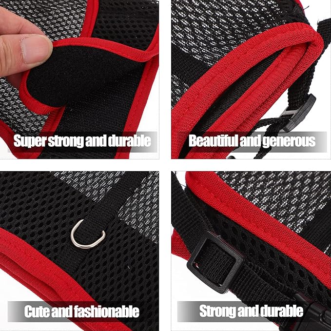 balacoo 3 Sets Rabbit Clothes Hamster Rope Harness and Leash Guinea Pig Harness and pet Traction Rope Breathable mesh Vest Ferret Tiny Dog Clothes Hamster Harness Leash The Rat net Bunny