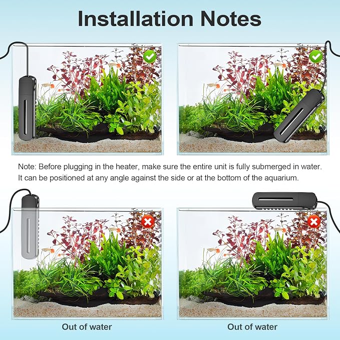 HiTauing Aquarium Heater, 100W/200W/300W/500W Fish Tank Heater with Upgraded LED Large Display, Up/Down Control Buttons and Intelligent Leaving Water Automatic Power-Off for Saltwater and Freshwater