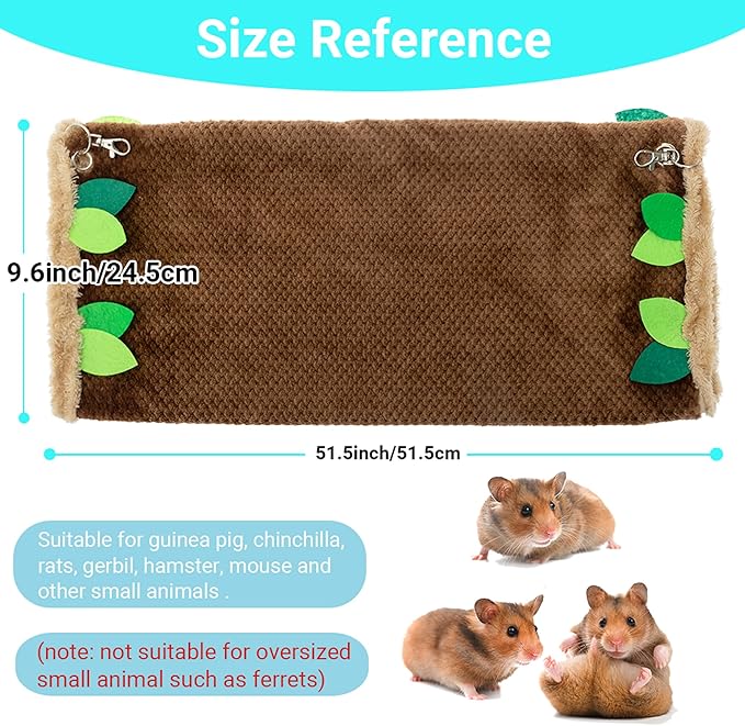 Guinea Pig Tunnel Hammock - Soft Fleece Rat Hammock Hideout for Hamster Ferret Chinchilla Hedgehog Squirrel Small Animals - Swing Pet Hammock House Habitat Cage Accessories for Playing Sleeping