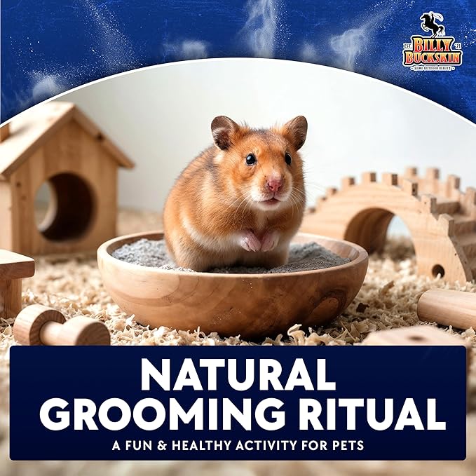6 LB. Hamster Sand Bath - Dust Free, All Volcanic Ash for Fur Health - Sand Bath for Chinchillas, Gerbils, Mice, Degus & All Small Pets - Made in USA - Hamster Accessories by Billy Buckskin