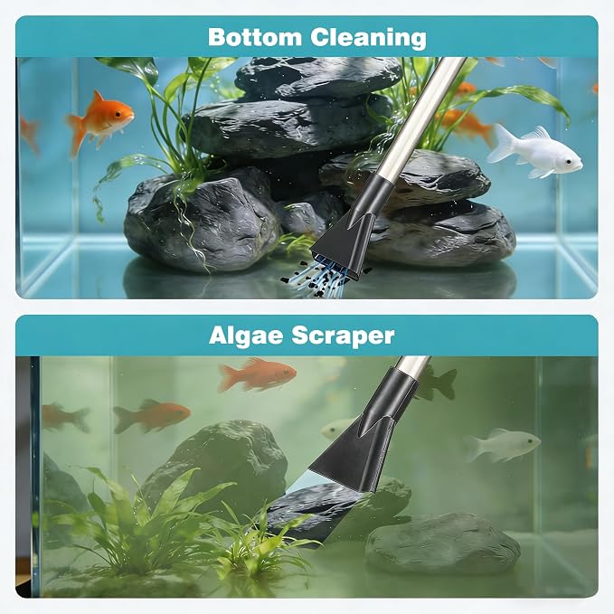 Carefree Fish Aquarium Gravel Vacuum Sand Cleaner with 6Ft Pipe Fish Tank Water Changer Adjustable Length ABS(for 3~8Gal Tank)