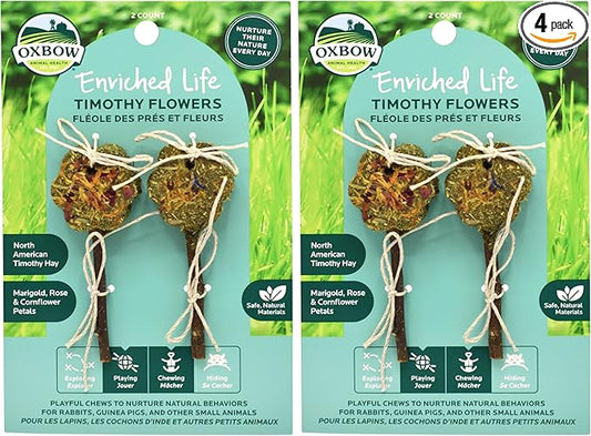 Oxbow Enriched Life Timothy Flowers, Natural Timothy Hay Chew for Rabbits, Guinea Pigs, and Hamsters, Promotes Dental Health, Safe Chewable Accessory for Playtime and Foraging, Small Pet Toy