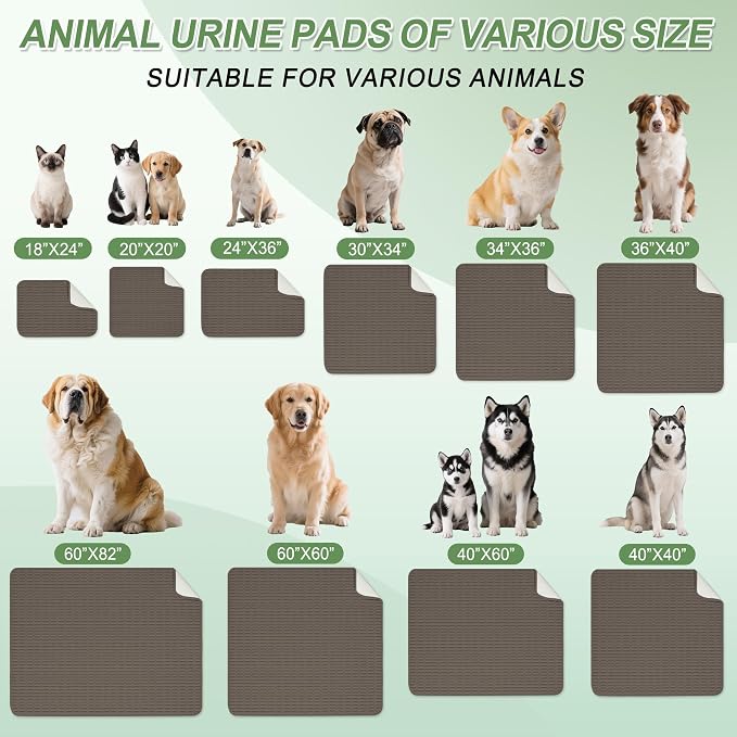 Washable Pee Pads for Dogs, 2 Pack Reusable Puppy Pads Dog Pads, Non-Slip Dog Pee Pads, Leakproof Pet Pee Pads Wee Wee Pads for Dogs. (Coffee, 20"x20"(Pack of 2))