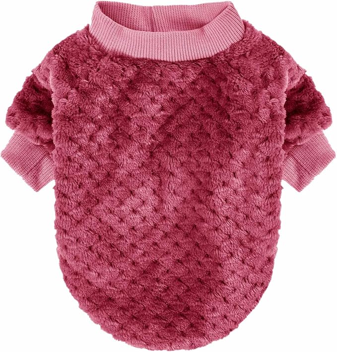 Dog Sweater, 2 or 3 Pack Dog Sweaters for Small Medium Dogs or Cat, Warm Soft Flannel Pet Clothes for Dogs Girl or Boy, Dog Shirt Coat Jacket (Medium, Burgundy+Rosy)