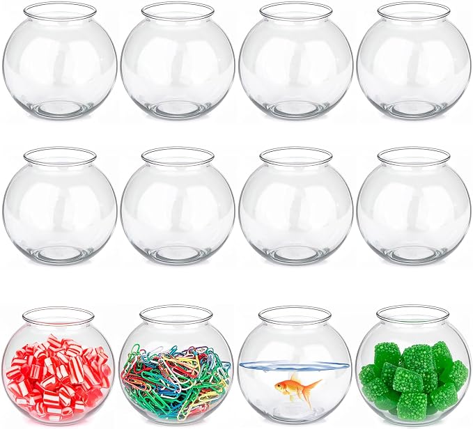 16 Oz Plastic Fish Bowls (48-Pack) Drink, Party & Decorative Ivy Bowls | BPA-Free Plastic Bowls for Candy Buffets, Carnival Games, Prize Tables, Centerpieces, Crafts & Event Displays