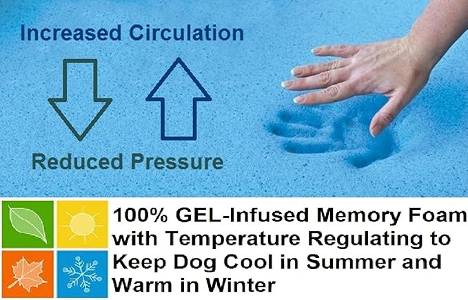 Dogbed4less Jumbo Orthopedic Memory Foam Dog Bed for Large Dogs with Durable Denim Cover, Waterproof Liner and Extra Pet Bed Case, 55X47X4 Inches
