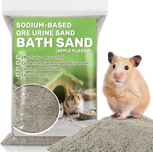 Sukh Hamster Desert Sand 14OZ - Hamster Bedding Coarse Play Sand for Reptile Gerbil Chinchilla Chicken Bird Guinea Pig Cage Accessories Fish Tank Odor Control Hides Dig Pee (Apple Scent)