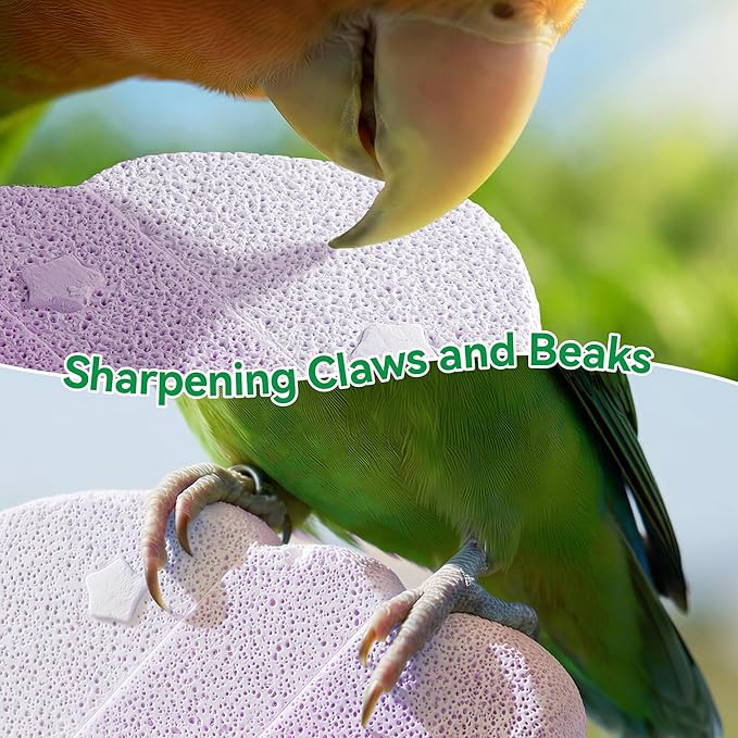 2 Pack Bird Beak Grinding Stone, Parrot Perch for Cage Volcanic Rock Mineral Bird Perch, Parrot Cage Accessories for Parakeets Budgies Cockatiels, Lovebirds Small to Medium Birds