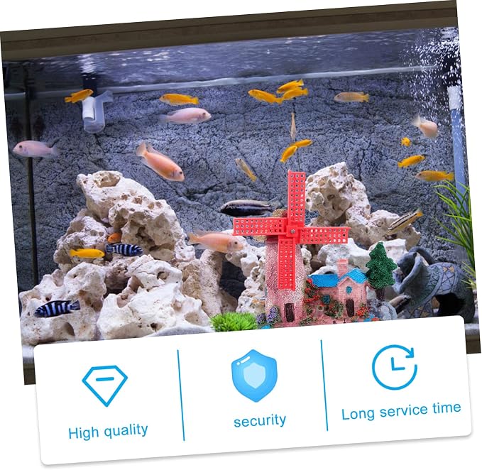 FOMIYES Fish Tank Windmill Ornament Home Decoration Fish Tank for Betta Fish Castle Aquarium Ornament Fish Hiding Cave Lizard Hideout Cinnamon Sticks Leopard Print Beard Resin, 12x7cm