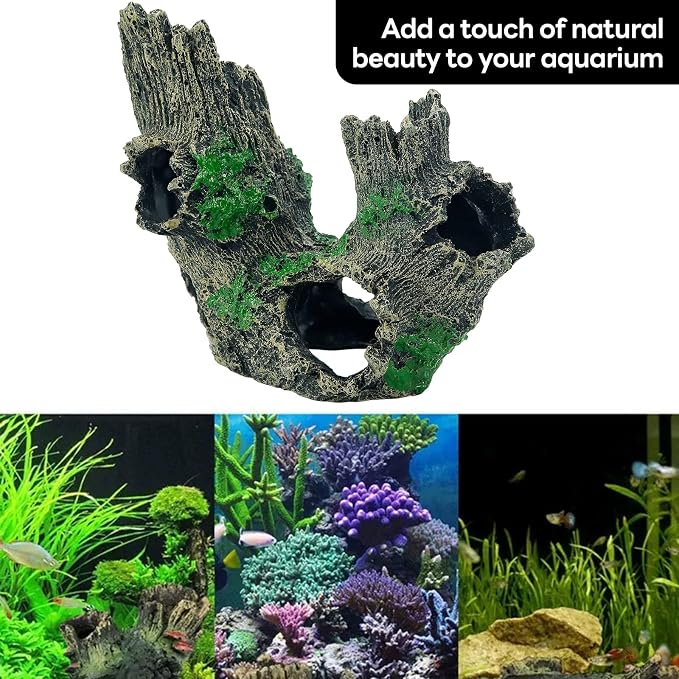 1 Pcs Aquarium Resin Driftwood Decor | Natural Sunken Wood‑Style Fish Tank Hideout Cave Non‑Toxic Decor for Terrarium Paludarium
