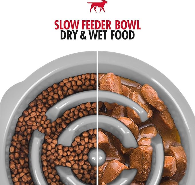 Tuff Pupper Slow Feeder Insert Bowl | Puzzle Maze Slows Down Eating | Elevated Feeder Tray Bowls | Standalone Dog Bowl | Pet Bowls Insert | Easy Clean Dishwasher Safe (4 Cups - Fits 8.9-9.3 Inch Hole)