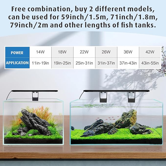 hygger Clip On Full Spectrum Aquarium LED Light, 22W Day-Night Dual Timer Sunrise-Day-Sunset-Moon Fish Tank Light, Adjustable Timer Brightness with 9 Colors for Planted Tank
