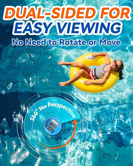 BALDR Solar Pool Thermometer Floating, Dual LCD, IPX8, Anti-Fogging | Digital Water Thermometer Wireless for Pool/Hot Tubs/Spas/Ice Baths/Aquariums
