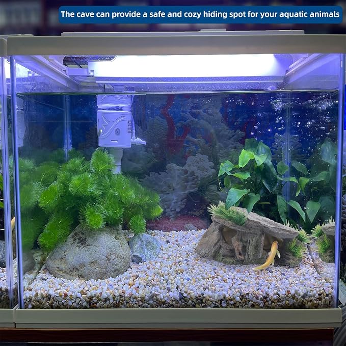 Betta Fish Hideout Cave Aquarium Rock Decor for Small Tank – 5.5 x 2.9 | Shelter for Betta Fish Guppies Shrimp / Natural Stone Look / Lightweight Resin