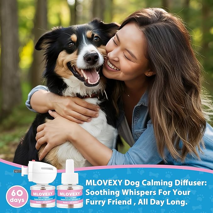 Dog Calming Diffuser for Dog Anxiety Relief, Dog Pheromones Calming Diffuser, Pheromone for Dogs to Reduce Stress, Calming Diffusers for Dogs to Stop Peeing(2 Refills 2 Diffusers)