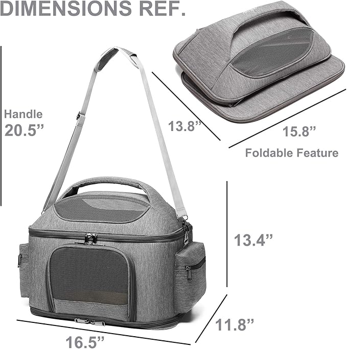 Pet Carrier for Large Fat Cats and Small Dog, Fits up to 20 pounds Car Seat Travel Carrier, Collapsible Indoor Outdoor Soft Side Carrier Bed House Airline Approved Under Seat