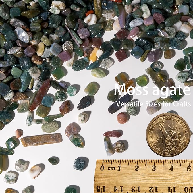 Moss Agate Chips Bulk 2lbs, 2400+ Pieces, 5-8mm Natural Gemstones