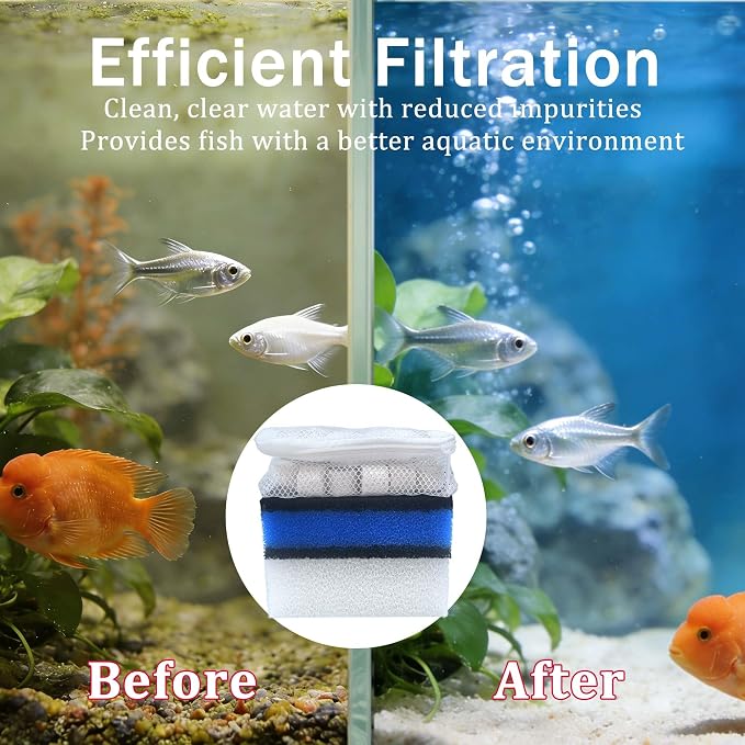 NEWKE 4 Sets of Three-Stage Filtration Filter for AquaClear 50 Power Filter | Maintenance Kit Replacement for Fish Tank Filter for 20 to 50 Gallon Aquarium, 3in1 Carbon & Ceramic ring & Foam & Pre-filter