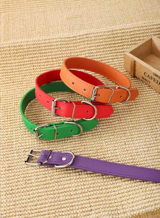 Purple Soft Leather Dog Collar for Small,Medium, Large Dog, Comfortable and Adjustable (Wide: 0.95'' for Dog's Neck: 13''~18'', Purple, L)