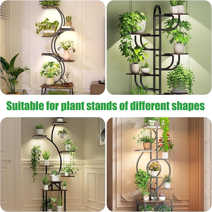 10.2'' 3 Head Grow Light Strips, LED Grow Lamps for Indoor Plants, Full Spectrum 3000K, Plant Light with 3/9/12H Timer, 10 Dimmable Levels for Seedling Succulent, Match for Plant Shelf (Pack of 2)