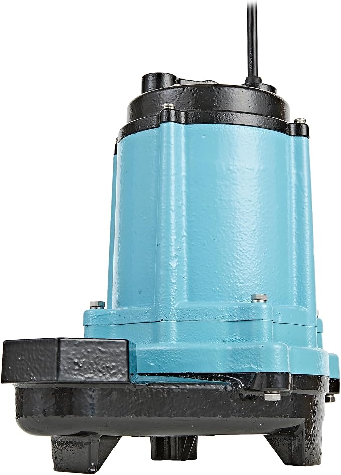 Little Giant 12E-CIM 115 Volt, 1/2 HP, 3000 GPH Cast Iron Manual Submersible Effluent Pump with 20-Ft. Cord, Blue, 512001
