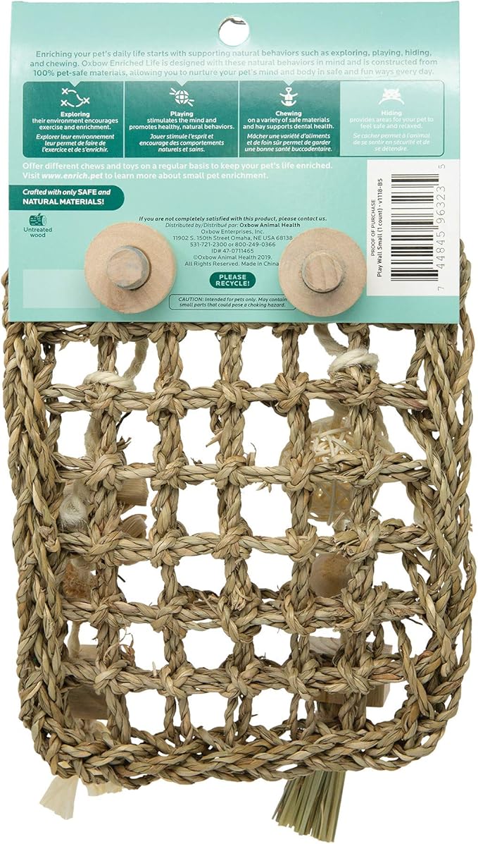 Oxbow Enriched Life Play Wall, Small, Rabbit Toys, Guinea Pig Toys, Enrichment for Bunny, Guinea Pig, Hamster, Rabbit, Chinchilla, Rat, Chinchilla Cage Accessories, Small Pet Accessories for Cage