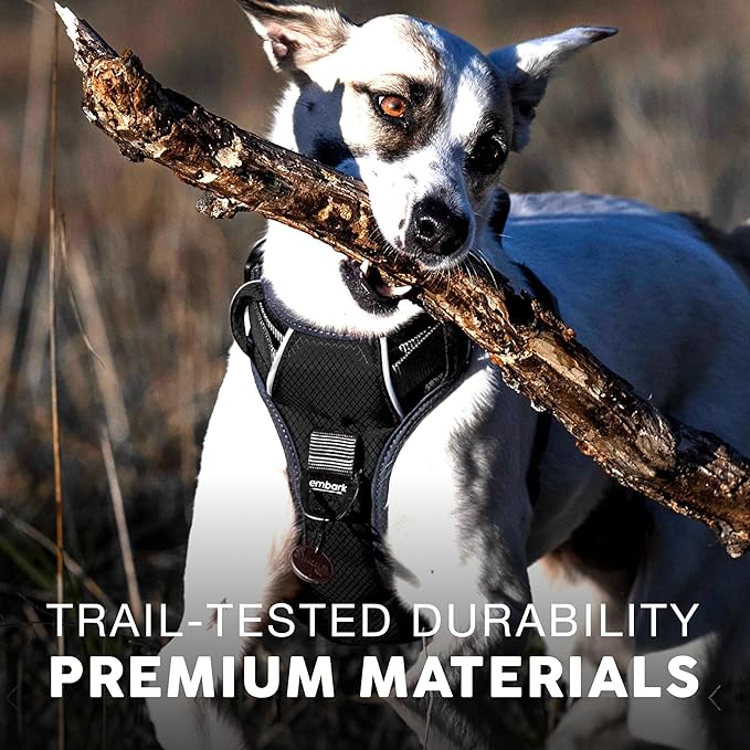 Embark Adventure Dog Harness for Small, Medium & Large Dogs – No Pull, Reflective Trim, Military Grade Nylon, 2 Leash Clips, Gel-Lined Handle, Soft Padded