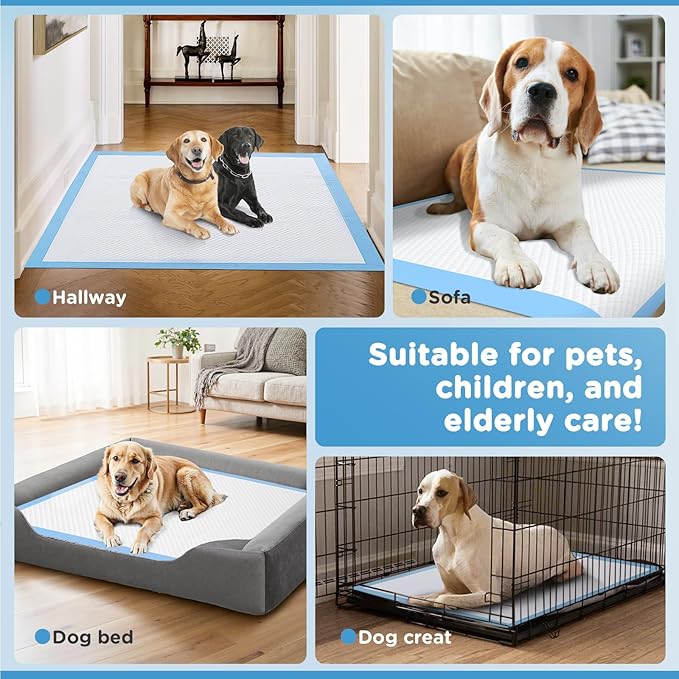 iweepet Enormous 37"x 54" Dog Training Potty Pads, Thicken Super Absorbent & Leak-Proof 6 Layers Puppy Pads 30 Counts, Disposable Dog Pee Pads Extra Large for Puppy, Surgery, Older, Cats, Rabbits