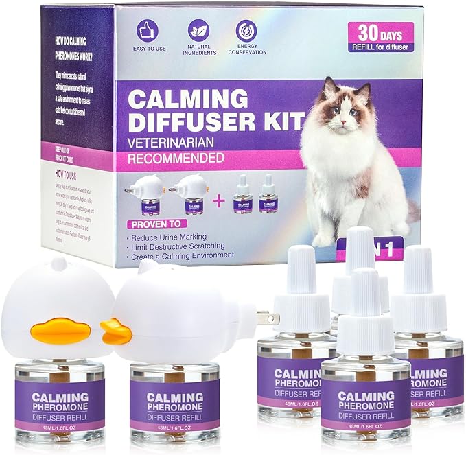 Tcllka Relieve Anxiety Stress Cat Calming Diffuser Comfort for Cats Fits All Cats