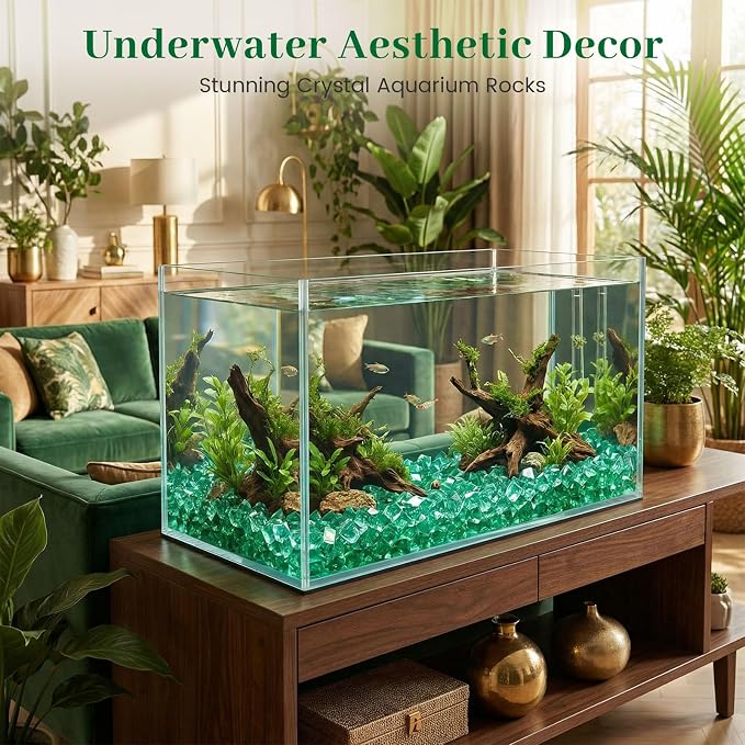 DOMESTAR Green Fake Ice Rocks, 150 PCS Acrylic Crystal for Vase Fillers | Fake Diamonds for Table Centerpieces Party Decor, Fish Tanks Decor Table Scatter DIY Craft Supplies