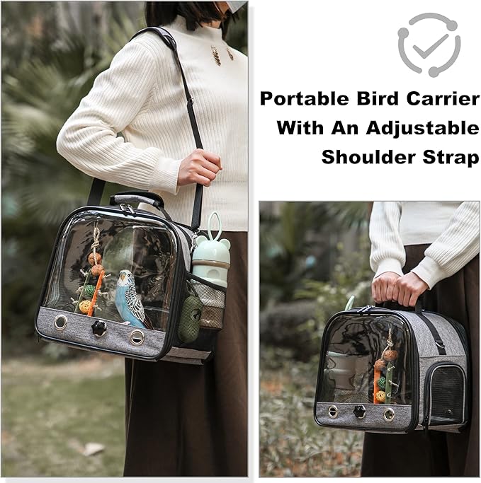 Bird Carrier Bag Bird Travel Cage with Stand, Small Bird Carrier for Parrot, Portable Bird Carrier Travel Bag, Pet Transparent Breathable Travel Cage