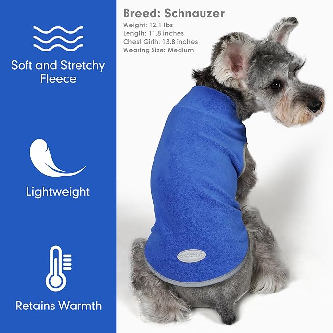 cyeollo 2 Pack Fleece Dog Sweater Pullover Dog Sweatshirt Reflective Lightweight Sweaters Doggie Clothes for Small Dogs Boy Girl Pet Apparel, Blue & Mist Blue L