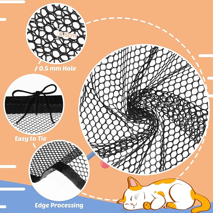 Shappy Balcony Net for Pets 16.5 ft x 2.5 ft Anti Fall Cat Dogs Netting Balcony Mesh Fence Net Screen Protection Crib Mesh for Pets Patios Stairway Clear Stair Banister Guard Apartment(Black)