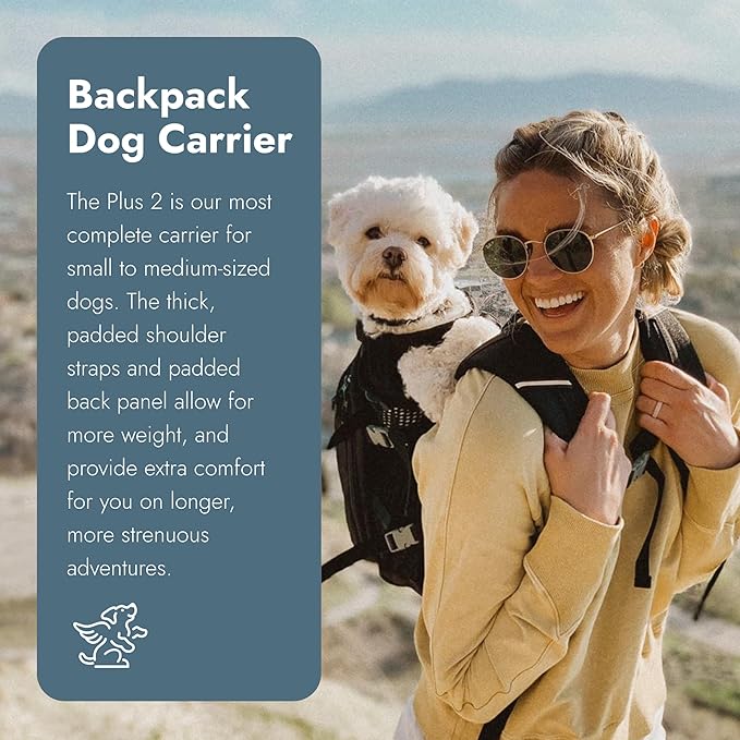 K9 Sport Sack Plus 2 - Small, Jet Black - Ideal for Dogs 13-16” Long - Adjustable, Backpack-Style Carrier with Multi-Functional Storage Pack, Thick Shoulder Straps & Padded Back Panel