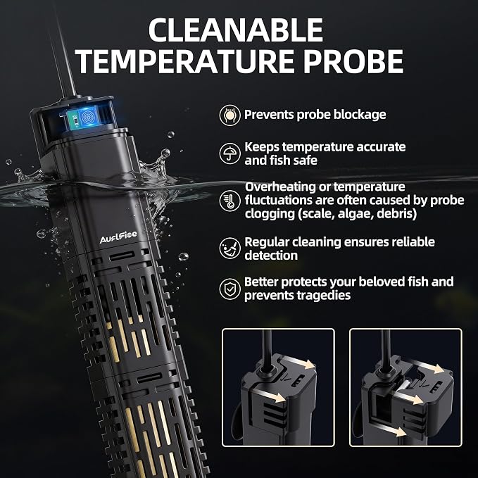 Aquarium Heater for Fish Tank - 300W Submersible Fish Tank Heater | with Digital Display & Adjustable External Controller, Leaving Water Protection for 40-75 Gallon Freshwater Saltwater Tanks