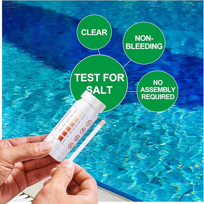 SuperCheck Salt Test Strips for Testing Sodium Chloride Content in Pool and Spa, 0-8000 ppm, Saltwater Pool Test Strips, Measure Salt Level in Saltwater Chlorine Generator Pool System, Salt Test Kits