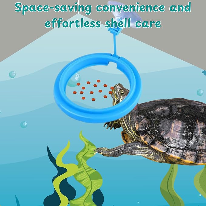 Turtle Brush with Suction Cup & Feeding Ring, 2-Piece Cleaning & Feeding Set (Green)