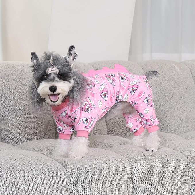 CuteBone Dinosaur Costume Dog Pajamas, Stretchy Spandex Crystal Velvet Sleepwear Coat for Small Dogs, Soft & Warm Pet Outfit Clothes for Cold Weather, Cozy Pullover Design COSP09XL