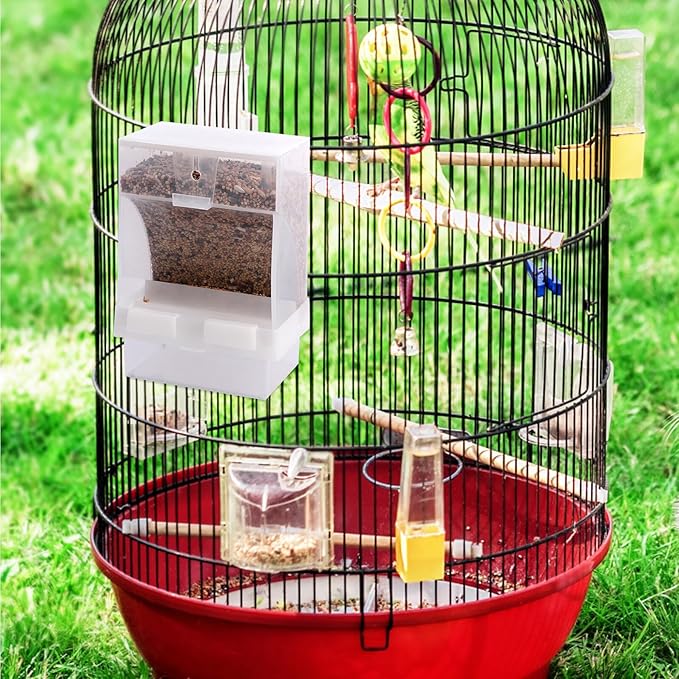 Cabilock No Mess Automatic Bird Food Box 450 Gram with Splash-Proof Design for Cage Parrot Feeding Station, Sturdy Seed Dispenser Suitable for Doves and Small Birds