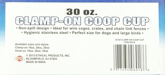 SPOT Coop Cup Bolt Clamp - Stainless Steel Hanging Bowl for Pet Crates, Easy Install, Chew-Proof, Removable Water/Kibble Bowl for Medium Dogs, Cats, Large Birds, Reptiles - 3.75 Cups (30 Oz)