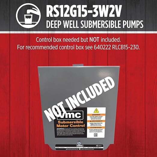 Red Lion RS12G15-3W2V Submersible Well Pump, 1.5 HP, 3-Wire, 230V, 12 GPM | Fits 4" wells, Dependable performance for depths to 360', Steel case/ steel discharge, Control Box Sold Separately, 14942380