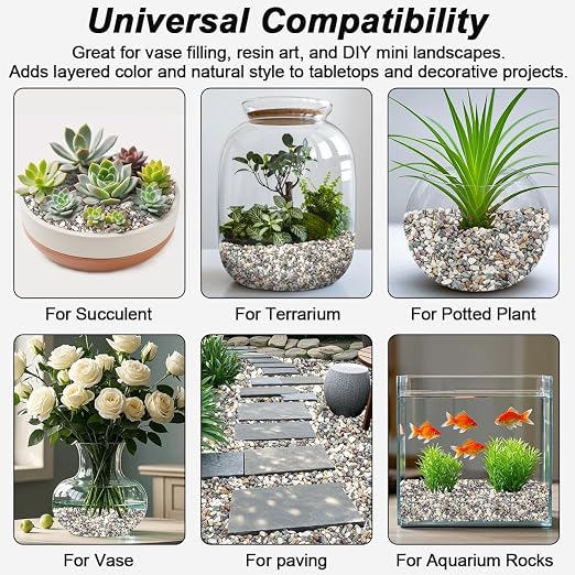 River Rocks, Landscaping Pebbles, Natural Decorative Stones, 5 Pounds | Ornamental Gravel Filler For Flower Bed, Fish Tank, Plants, Vases, Succulents, Home & Garden Landscaping Decoration