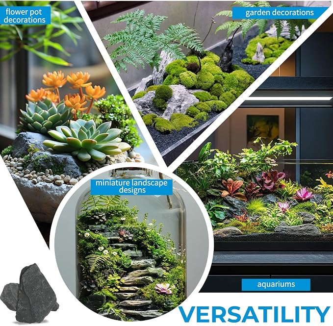 VOKOY 2.5lb Natural Slate Stone, Aquarium Rocks Decoration Aquascaping Stone Landscaping Model for Fish Tank Decor Terrariums Paludariums Reptile Enclosures Gardens, 1-2 inches