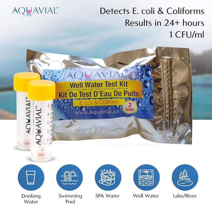 Water Testing Kit 2 Pack - E Coli and Coliform Test for Drinking, Pool, Pond, Lake, Well Quality - Bacteria Tester
