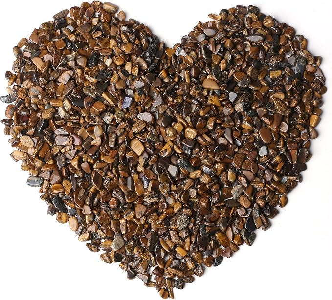 LAIDANLA Tiger Eye Crushed Stone Crystal Chips Bulk Natural Gemstones Healing Reiki Crystals Mini Quartz Vase Filler Aquarium Gravel 0.55lb
