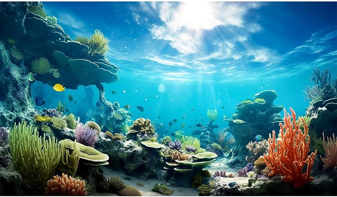 Under The Sea Aquarium Background Ocean Seabed Coral Reef Fish Tank Background Underwater Tropical Sea Marine Life World Aquarium Tank Backgrounds Tropical Hard Coral Fish Tank Backgrounds 30x18in