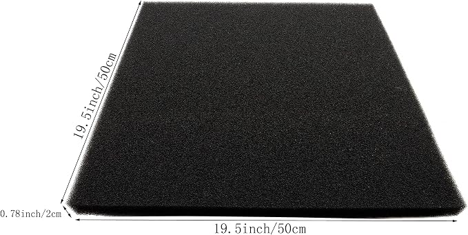 Aquarium Filter Sponge Bio and Mechanical Pad 19.5" x 19.5" x 0.78" | Sponge Filter Pad, For Fish Tank
