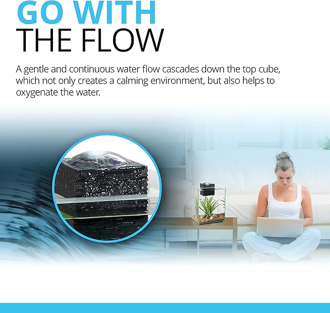 Fluval Chi II Series Aquarium Set, 5-Gallon - Aquarium Tank with Ambient LED Lighting, Flowing Water, and Elegant Design, White