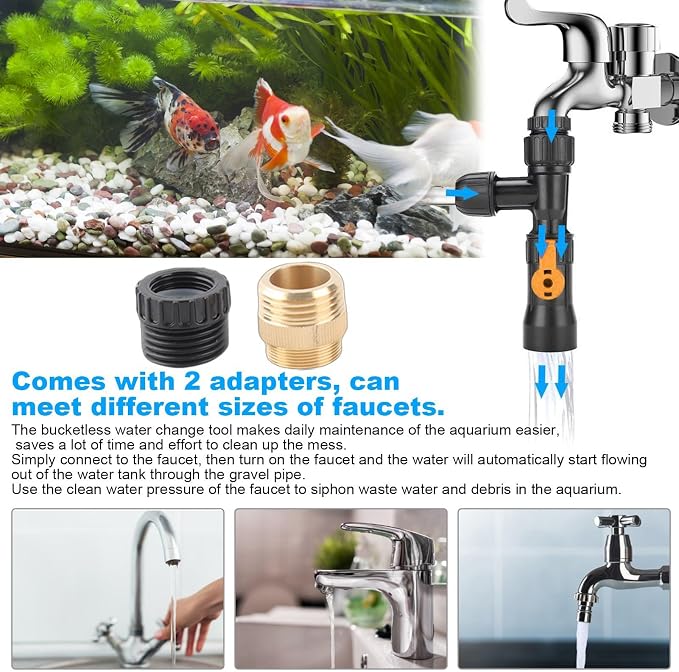 Tbest Water Changer for Fish Tank,Water Changer Python Vacuum Parts top fin Attach Faucet for Fish Tank Adapter Changer,Aquarium Pumps & Filters Aquarium Fish Tank Water Changer Replacement
